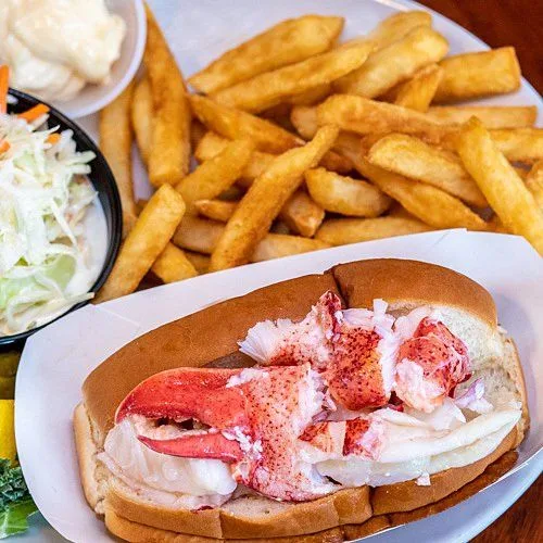 Lobster roll with fries