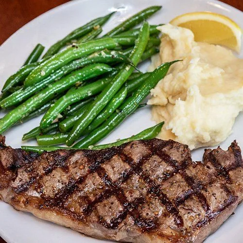 NY strip steak with vegetables