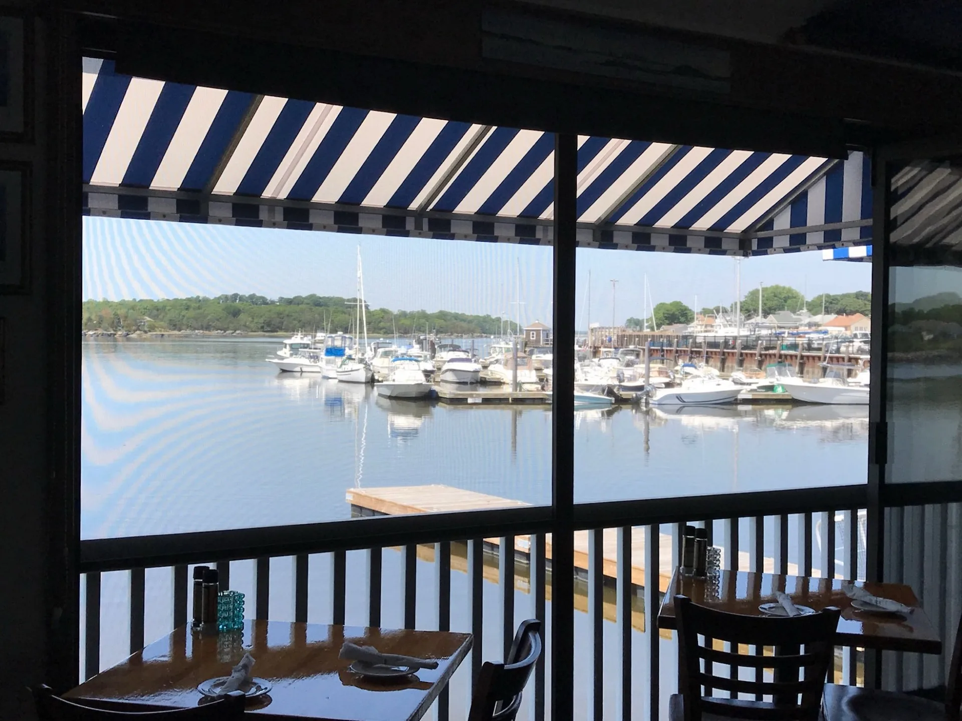 View of the marina from inside Jake's dining room